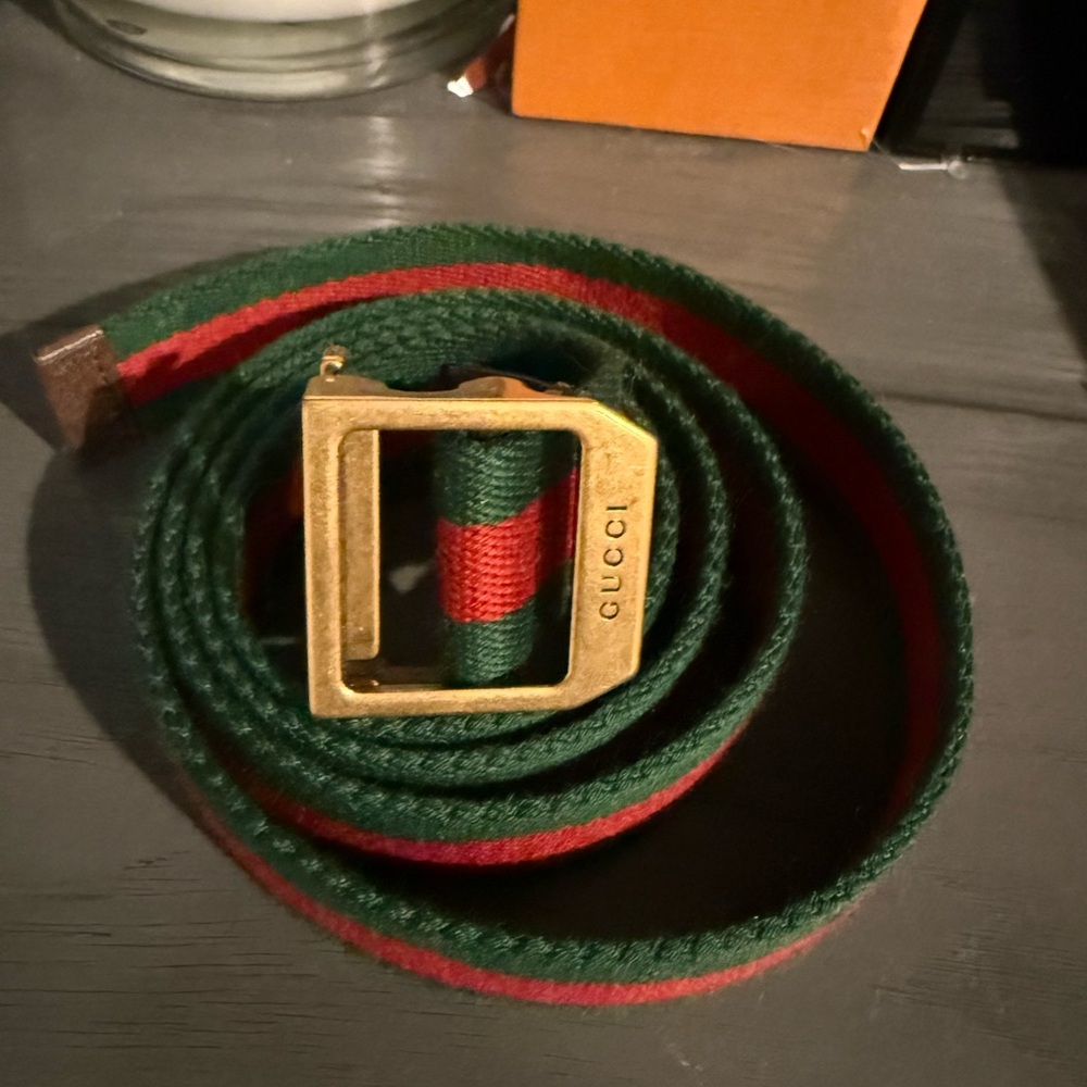 Gucci sherry line Belt with Gold Buckle size 90